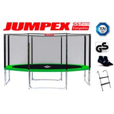 Trampolína JUMPEX SST 366 cm 4 nohy Zelená s vonkajšou sieťou. Bezpečný rebrík + Protišmykové ponožky ZDARMA.